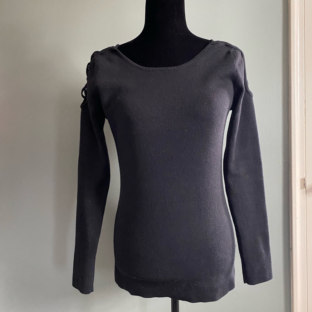 Stitches&Stripes Emmie Lace-Up Shoulder Cutout Pullover